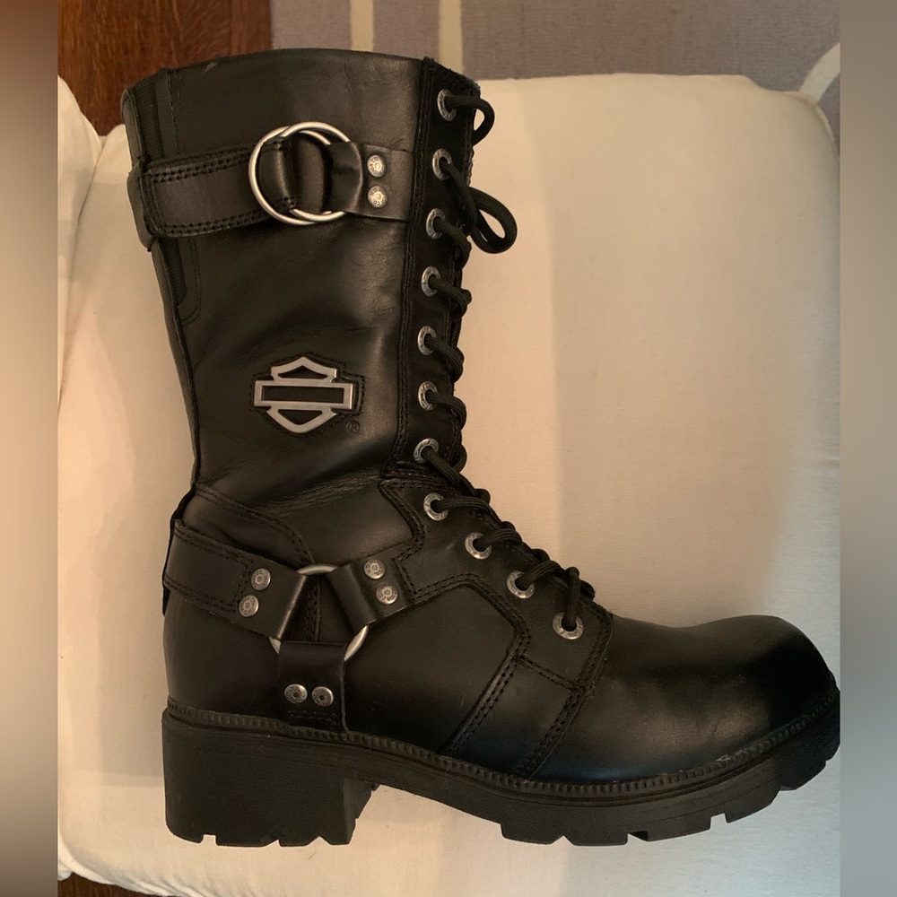Harley Davidson women’s combat motorcycle boots.